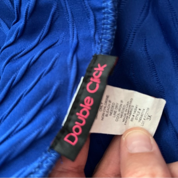 Blue Knee Length Skirt Patterned Skirt with Elastic Waist, Double Click Size 3X - Picture 2 of 7